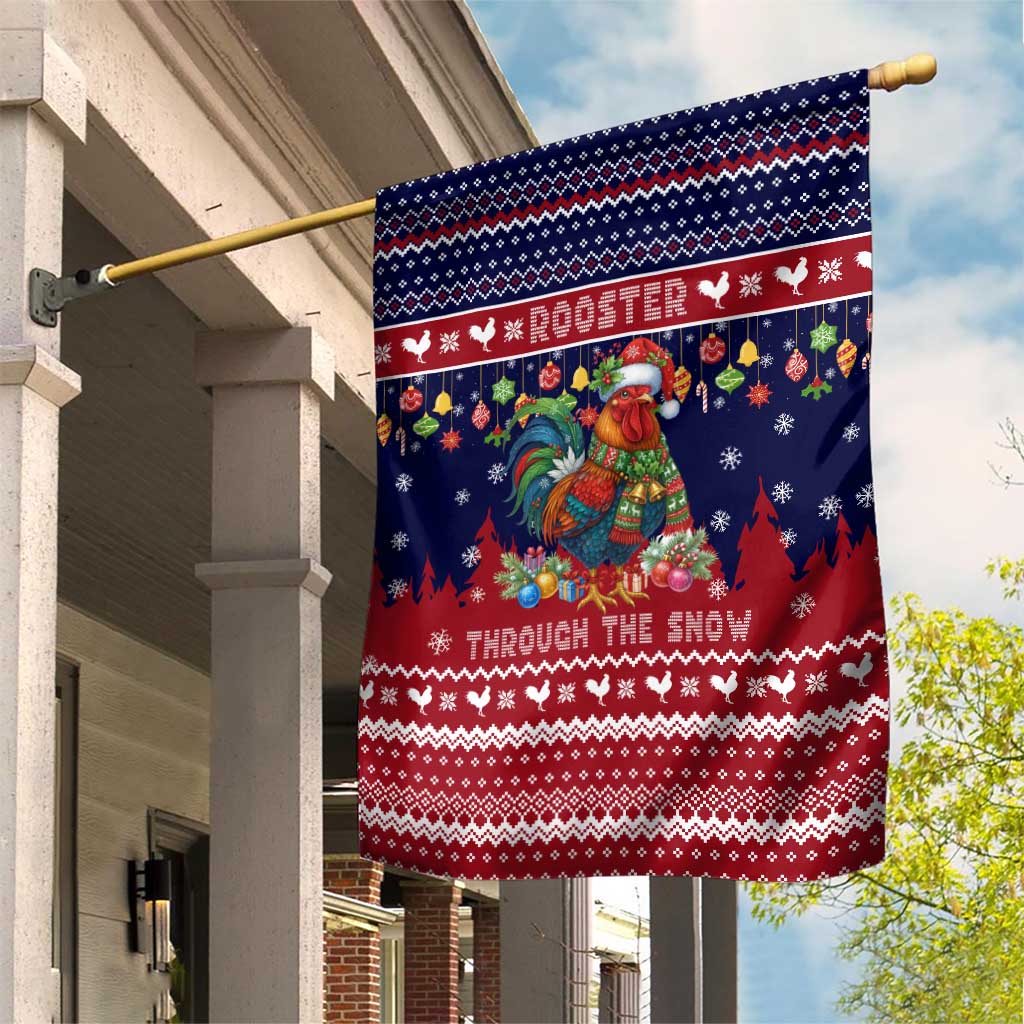 Rooster Through The Snow Christmas Garden Flag Xmas Holiday Patterns - Wonder Print Shop
