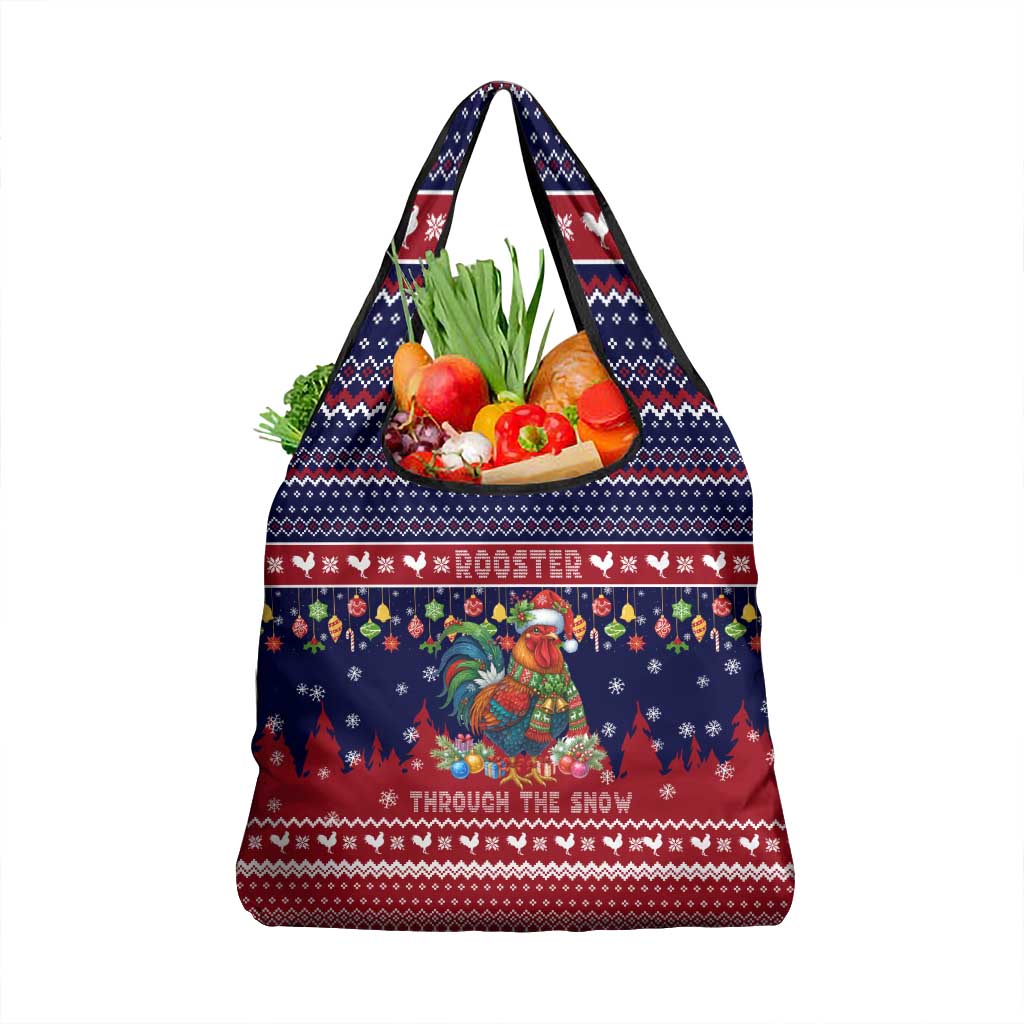 Rooster Through The Snow Christmas Grocery Bag Xmas Holiday Patterns - Wonder Print Shop