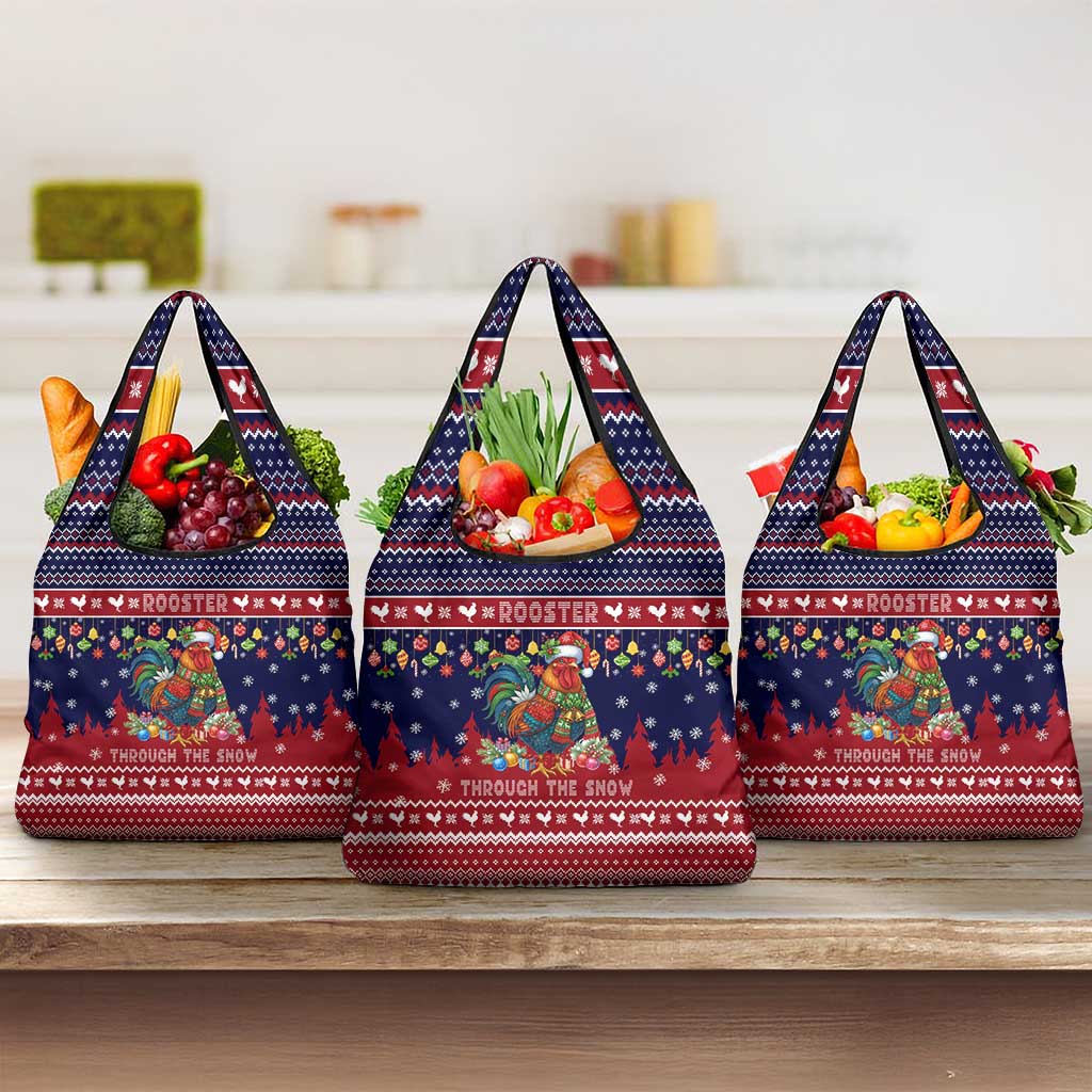 Rooster Through The Snow Christmas Grocery Bag Xmas Holiday Patterns - Wonder Print Shop