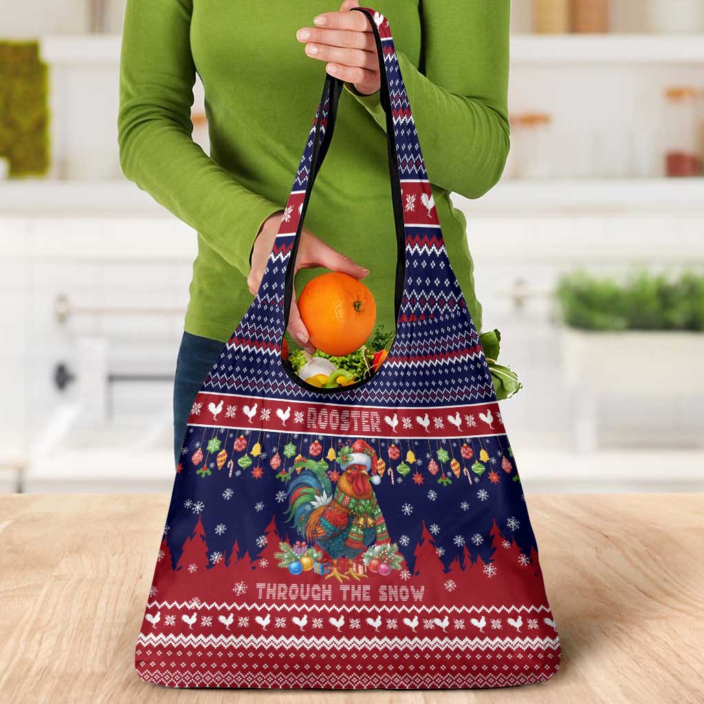 Rooster Through The Snow Christmas Grocery Bag Xmas Holiday Patterns - Wonder Print Shop
