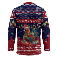 Rooster Through The Snow Christmas Hockey Jersey Xmas Holiday Patterns - Wonder Print Shop