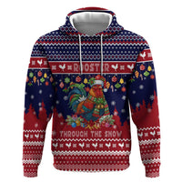 Rooster Through The Snow Christmas Hoodie Xmas Holiday Patterns - Wonder Print Shop