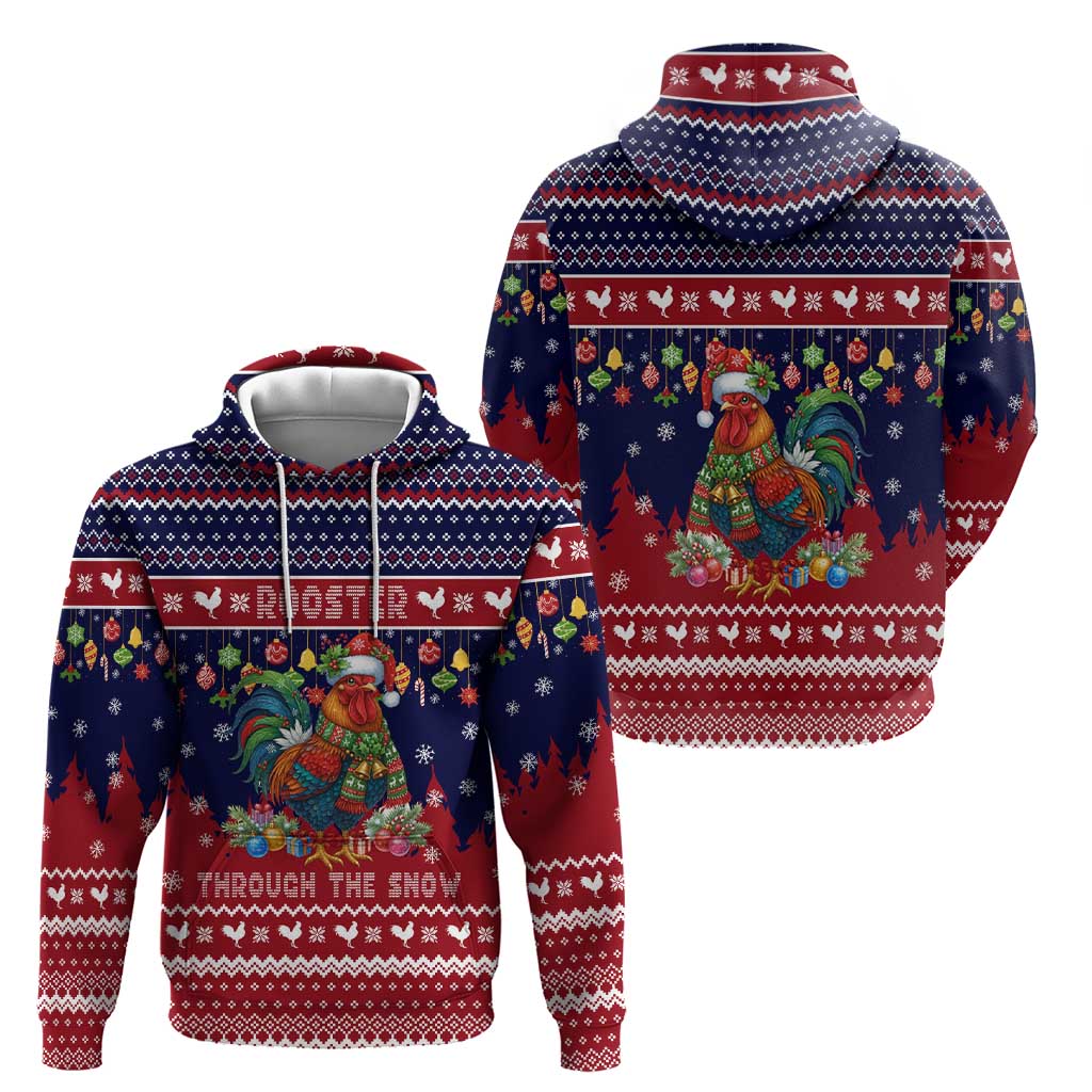Rooster Through The Snow Christmas Hoodie Xmas Holiday Patterns - Wonder Print Shop