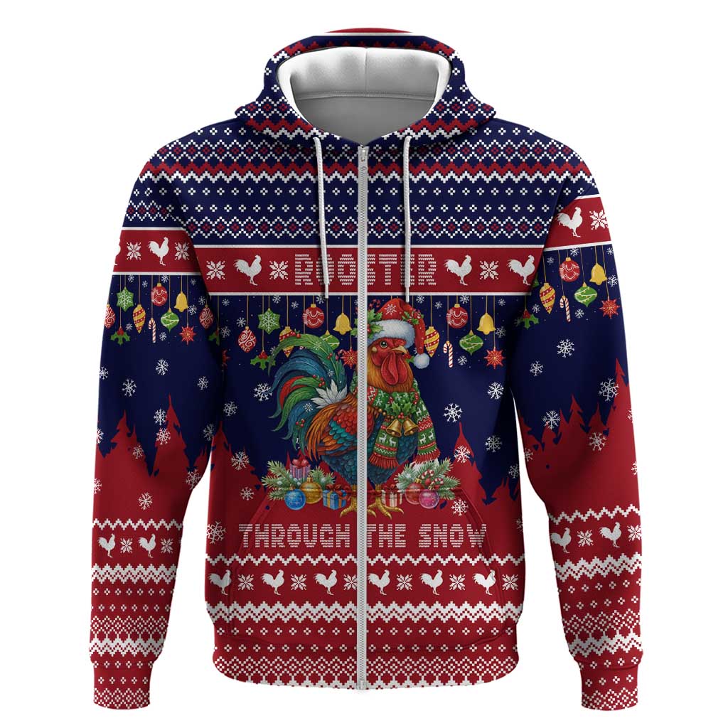 Rooster Through The Snow Christmas Hoodie Xmas Holiday Patterns - Wonder Print Shop