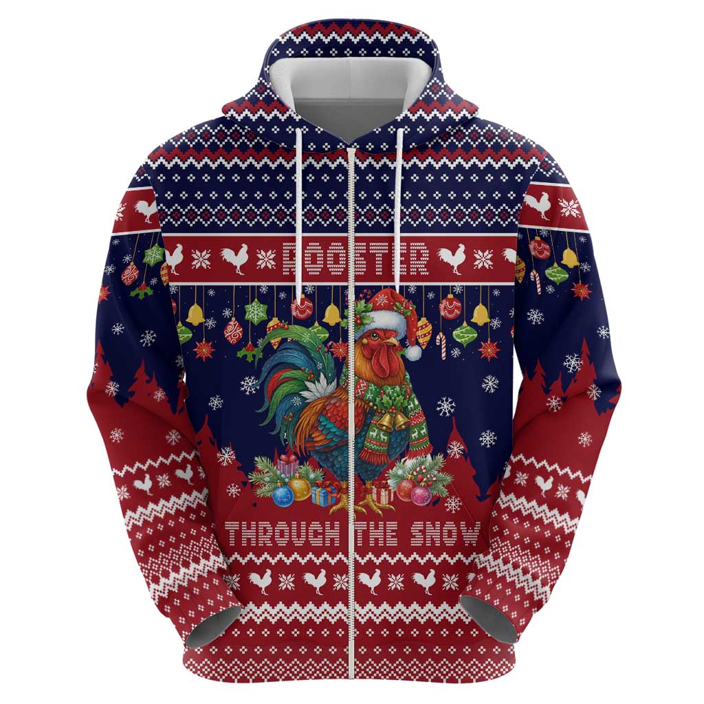 Rooster Through The Snow Christmas Hoodie Xmas Holiday Patterns - Wonder Print Shop