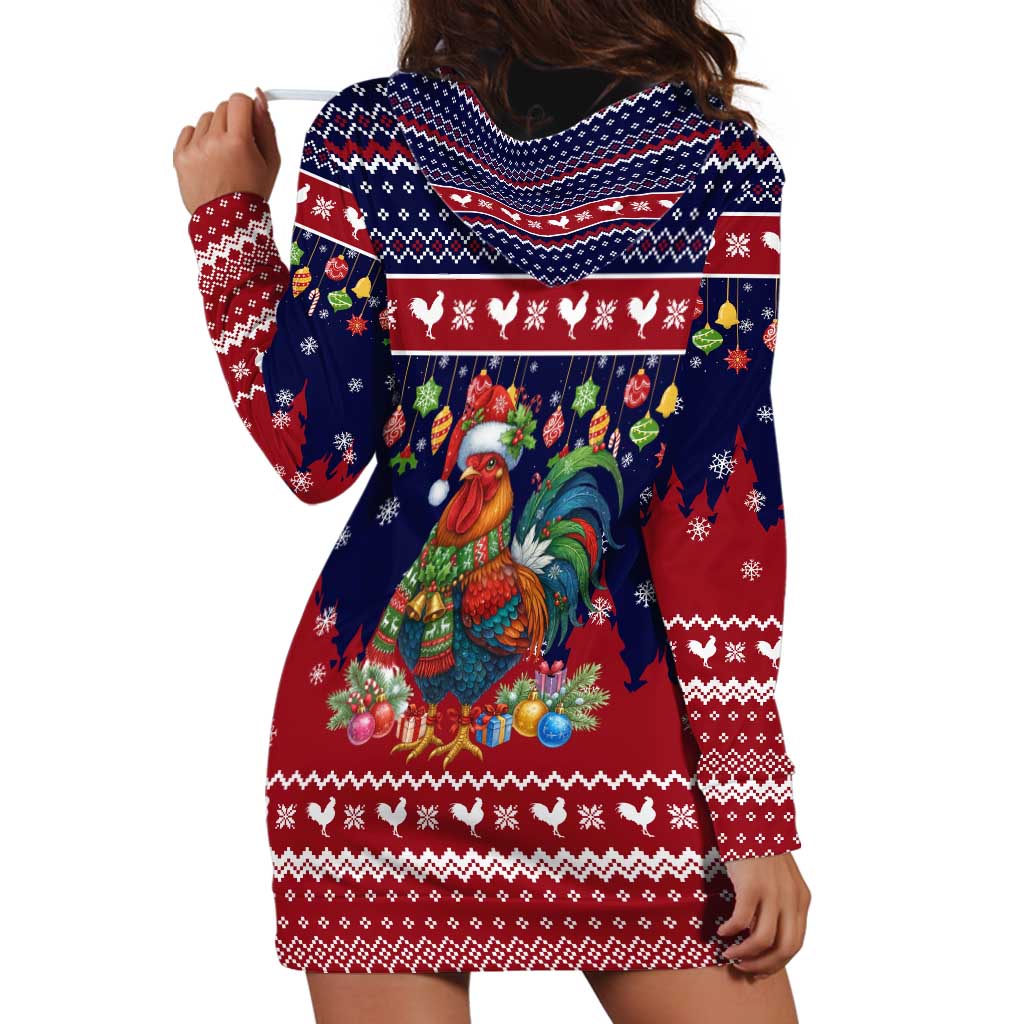 Rooster Through The Snow Christmas Hoodie Dress Xmas Holiday Patterns - Wonder Print Shop