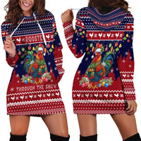 Rooster Through The Snow Christmas Hoodie Dress Xmas Holiday Patterns - Wonder Print Shop