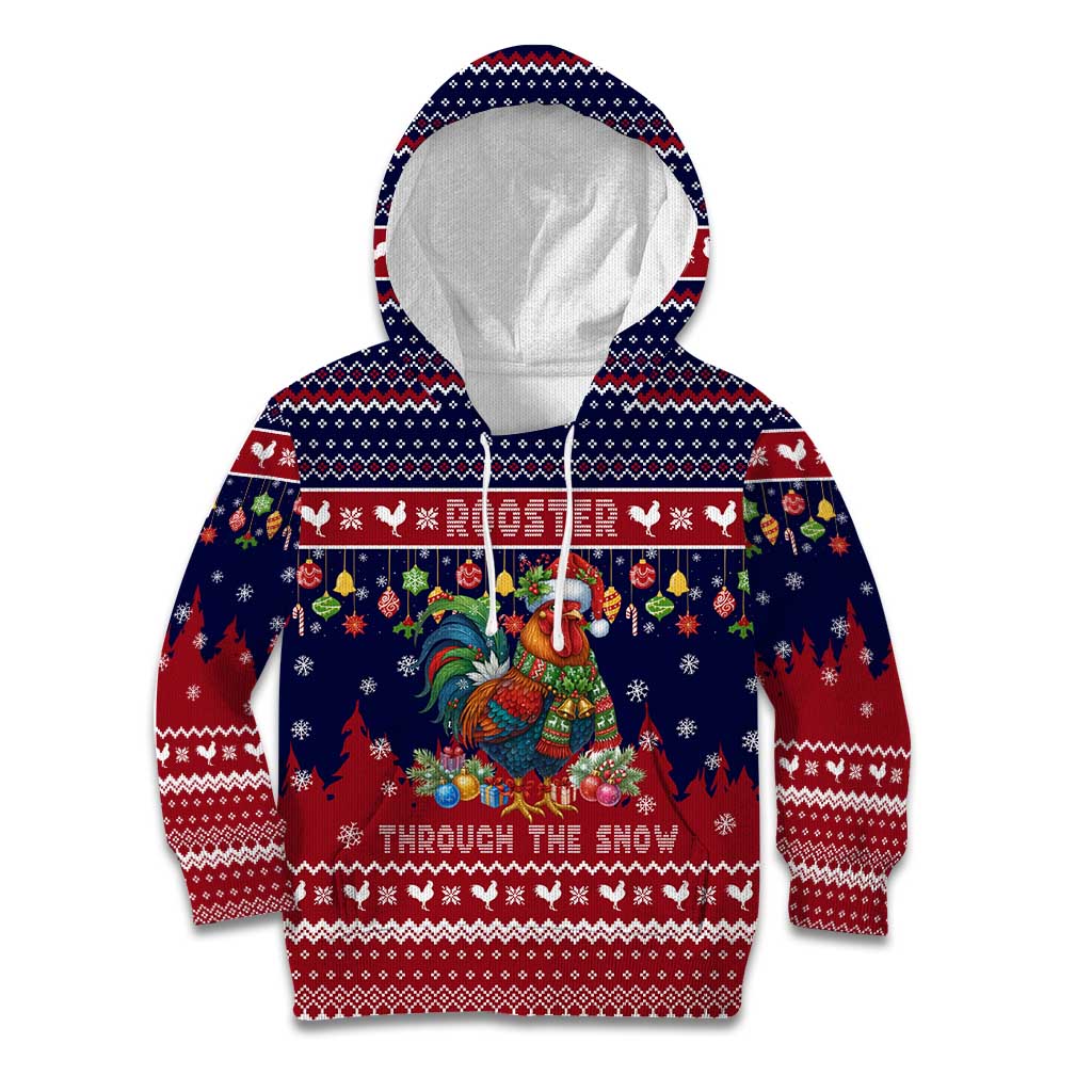 Rooster Through The Snow Christmas Kid Hoodie Xmas Holiday Patterns - Wonder Print Shop
