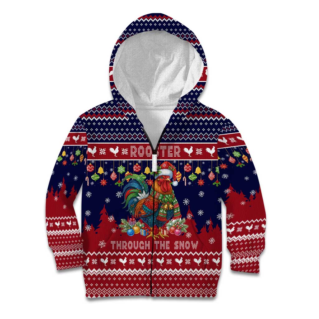 Rooster Through The Snow Christmas Kid Hoodie Xmas Holiday Patterns - Wonder Print Shop