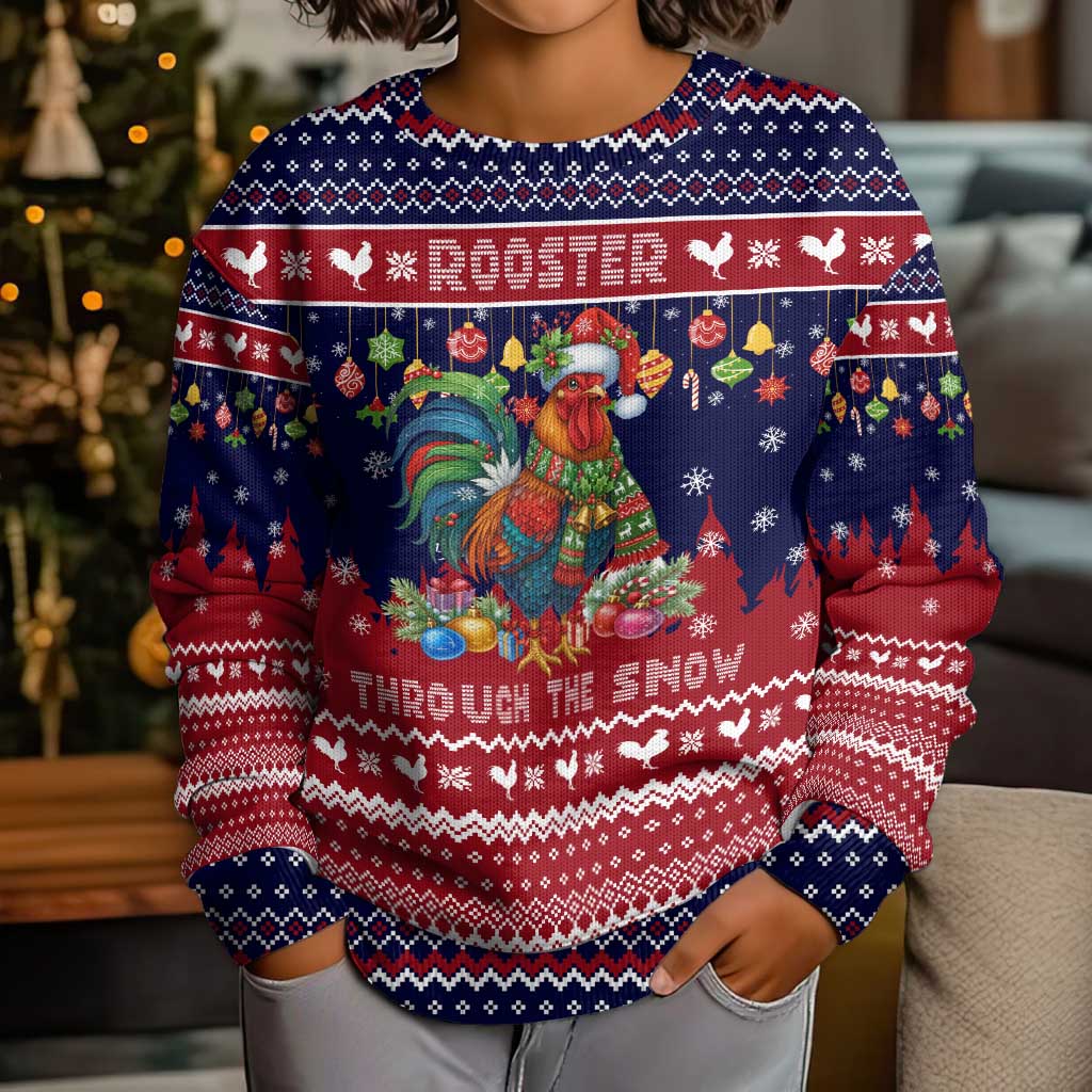 Rooster Through The Snow Christmas Kid Ugly Christmas Sweater Xmas Holiday Patterns - Wonder Print Shop