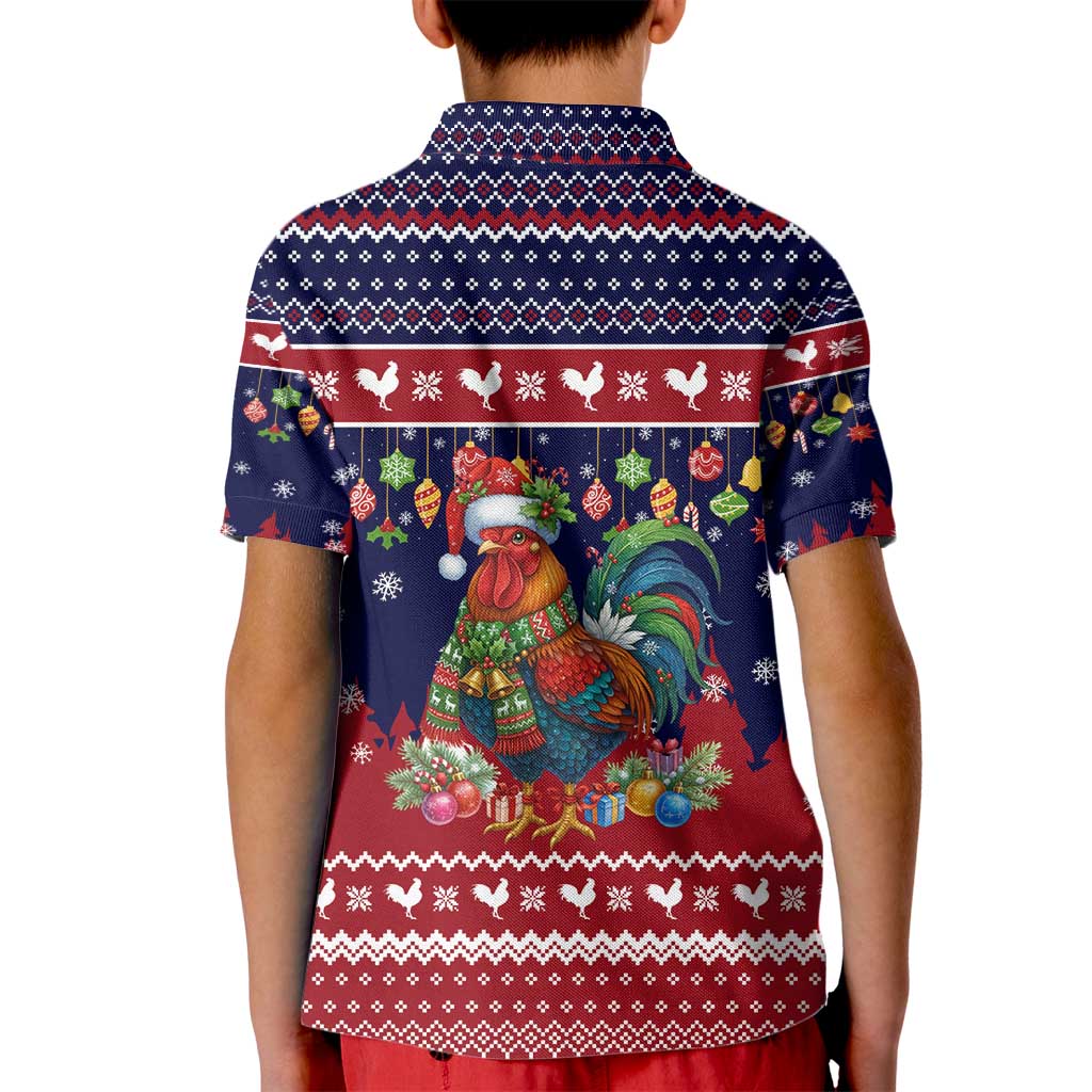 Rooster Through The Snow Christmas Kid Polo Shirt Xmas Holiday Patterns - Wonder Print Shop