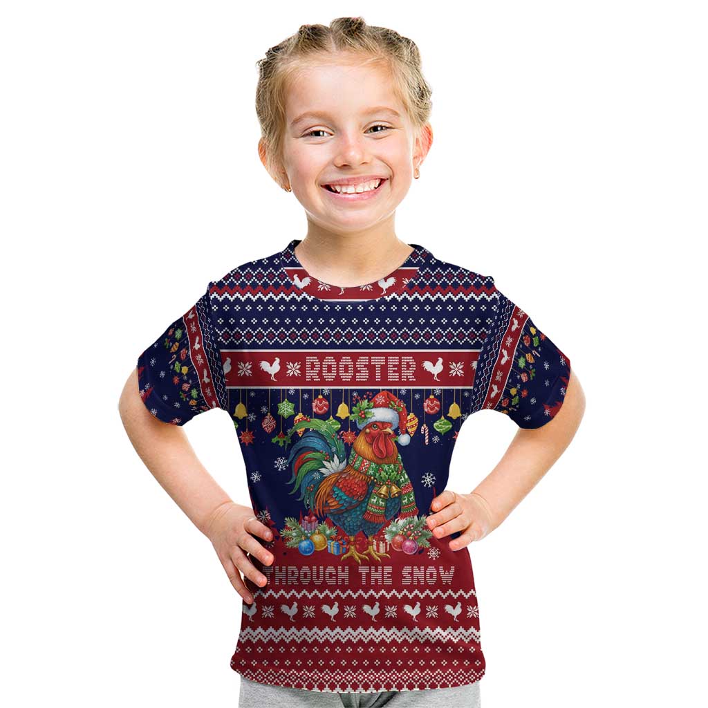 Rooster Through The Snow Christmas Kid T Shirt Xmas Holiday Patterns - Wonder Print Shop