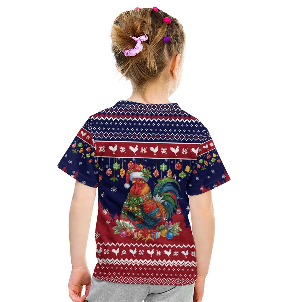 Rooster Through The Snow Christmas Kid T Shirt Xmas Holiday Patterns - Wonder Print Shop