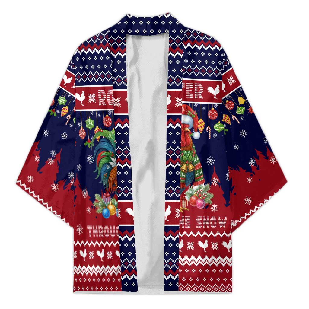 Rooster Through The Snow Christmas Kimono Xmas Holiday Patterns - Wonder Print Shop