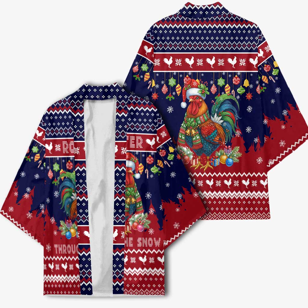 Rooster Through The Snow Christmas Kimono Xmas Holiday Patterns - Wonder Print Shop