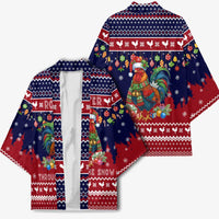 Rooster Through The Snow Christmas Kimono Xmas Holiday Patterns - Wonder Print Shop