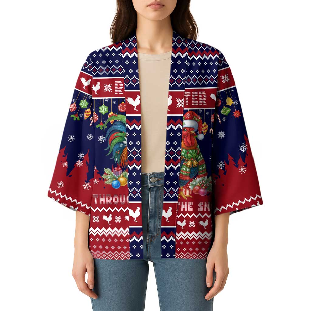 Rooster Through The Snow Christmas Kimono Xmas Holiday Patterns - Wonder Print Shop