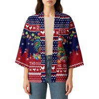 Rooster Through The Snow Christmas Kimono Xmas Holiday Patterns - Wonder Print Shop