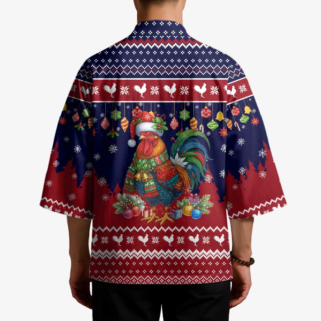 Rooster Through The Snow Christmas Kimono Xmas Holiday Patterns - Wonder Print Shop