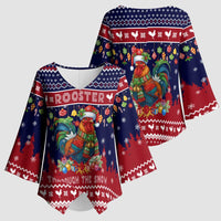 Rooster Through The Snow Christmas Kimono Sleeve Blouse Xmas Holiday Patterns - Wonder Print Shop