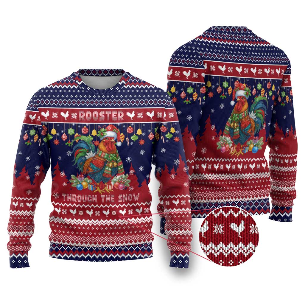 Rooster Through The Snow Christmas Ugly Christmas Sweater Xmas Holiday Patterns - Wonder Print Shop