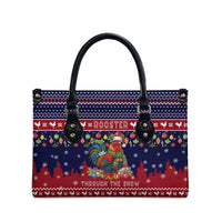 Rooster Through The Snow Christmas Leather Bag Xmas Holiday Patterns - Wonder Print Shop