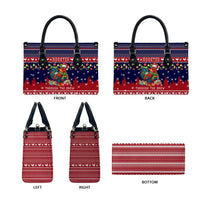 Rooster Through The Snow Christmas Leather Bag Xmas Holiday Patterns - Wonder Print Shop