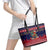 Rooster Through The Snow Christmas Leather Tote Bag Xmas Holiday Patterns - Wonder Print Shop