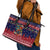 Rooster Through The Snow Christmas Leather Tote Bag Xmas Holiday Patterns - Wonder Print Shop