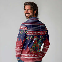 Rooster Through The Snow Christmas Long Sleeve Polo Shirt Xmas Holiday Patterns - Wonder Print Shop