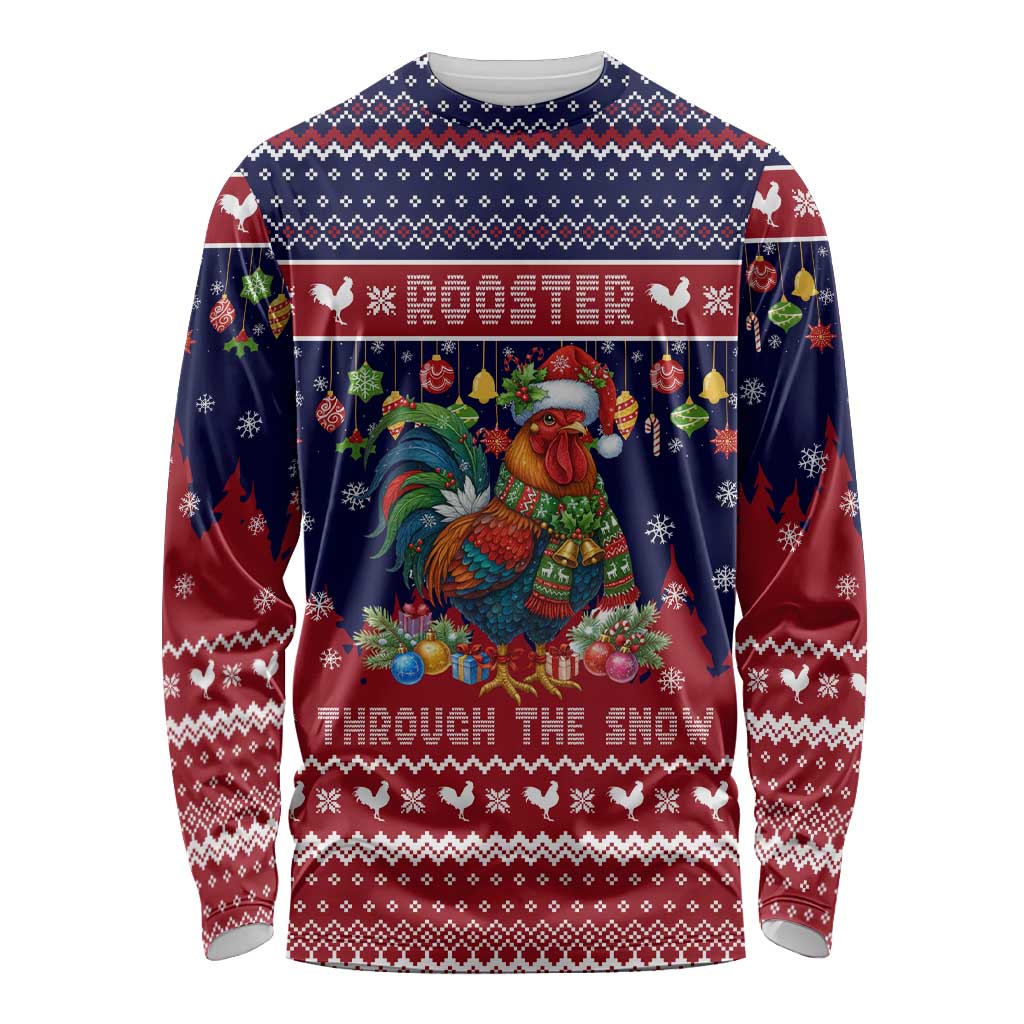 Rooster Through The Snow Christmas Long Sleeve Shirt Xmas Holiday Patterns - Wonder Print Shop