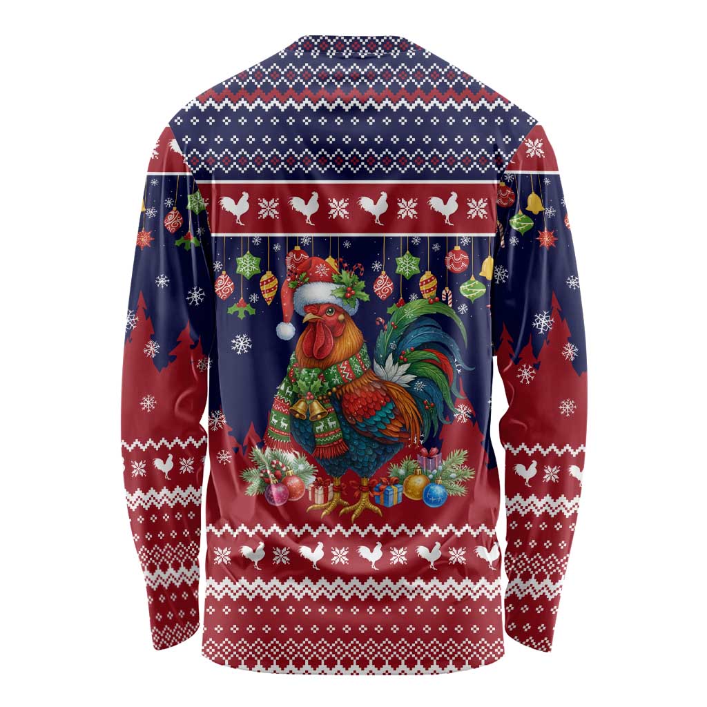Rooster Through The Snow Christmas Long Sleeve Shirt Xmas Holiday Patterns - Wonder Print Shop
