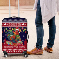 Rooster Through The Snow Christmas Luggage Cover Xmas Holiday Patterns - Wonder Print Shop