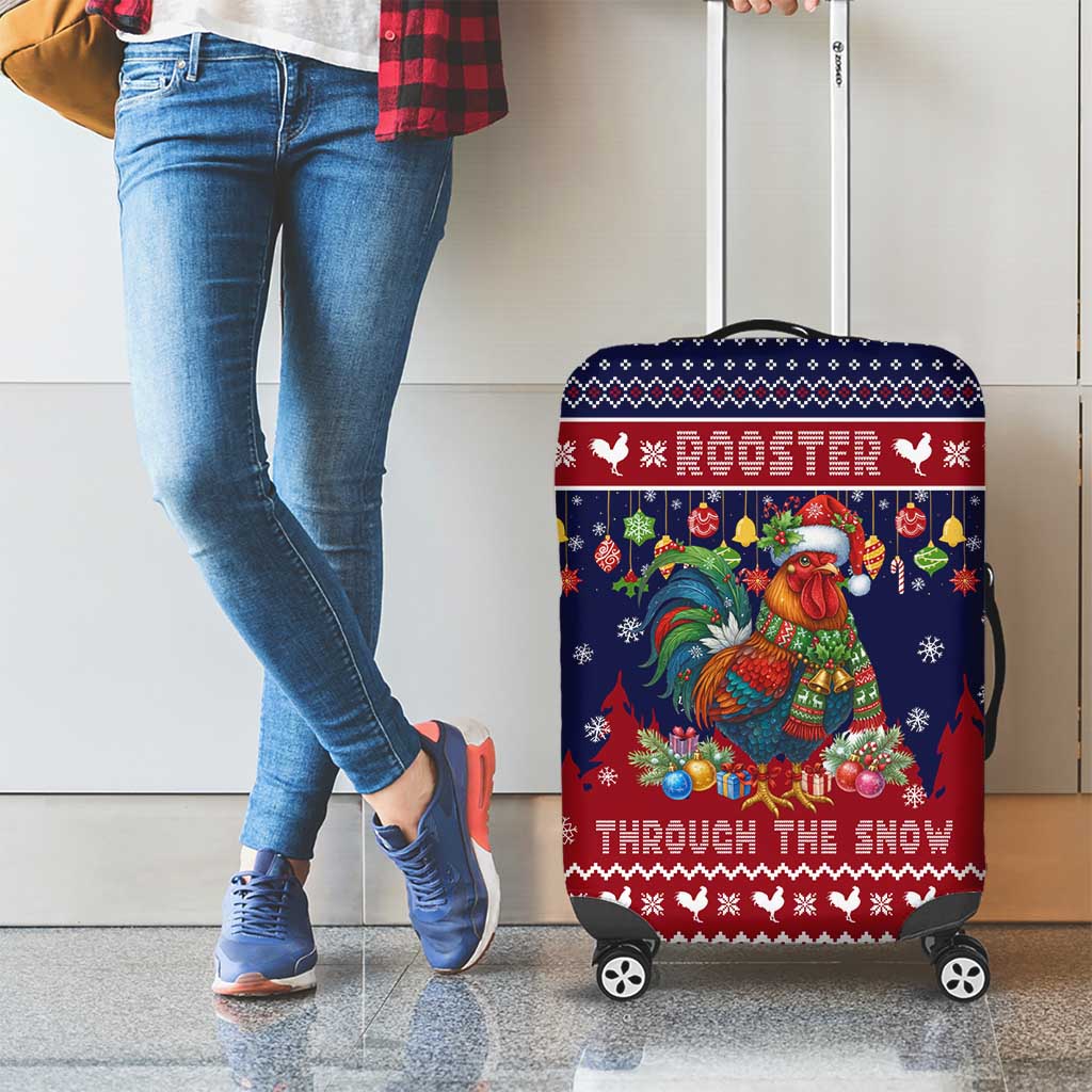 Rooster Through The Snow Christmas Luggage Cover Xmas Holiday Patterns - Wonder Print Shop