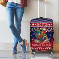 Rooster Through The Snow Christmas Luggage Cover Xmas Holiday Patterns - Wonder Print Shop