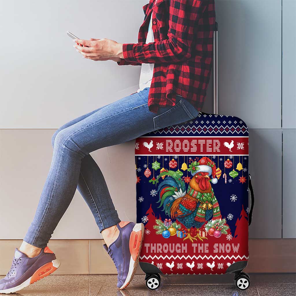 Rooster Through The Snow Christmas Luggage Cover Xmas Holiday Patterns - Wonder Print Shop