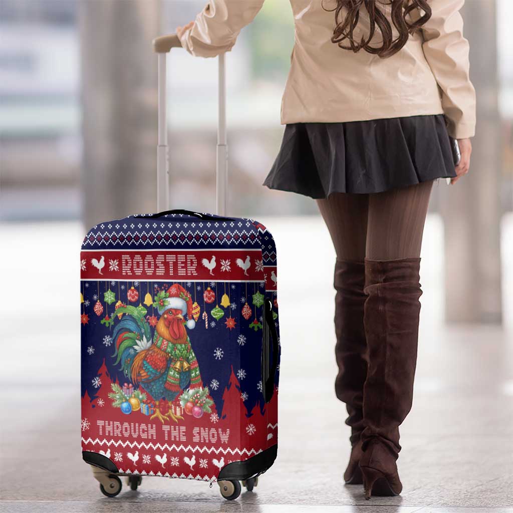 Rooster Through The Snow Christmas Luggage Cover Xmas Holiday Patterns - Wonder Print Shop
