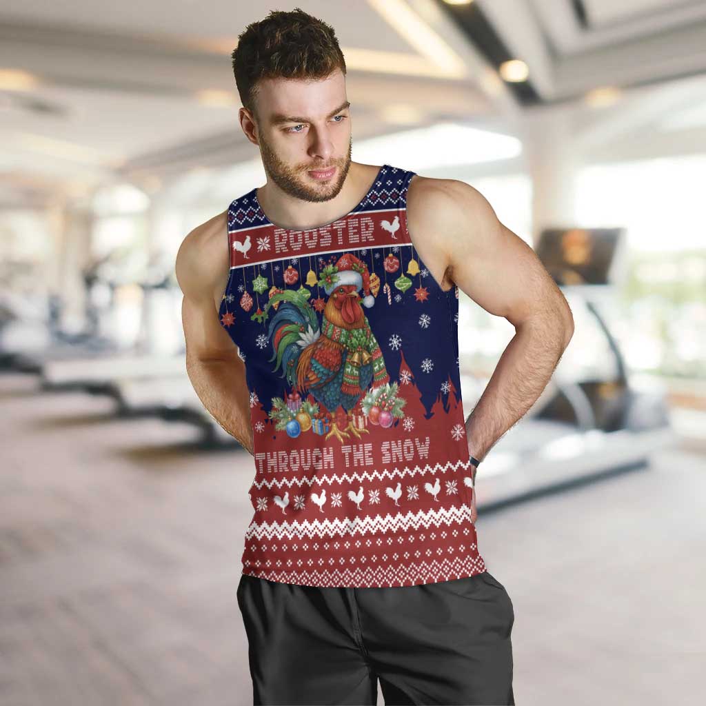Rooster Through The Snow Christmas Men Tank Top Xmas Holiday Patterns - Wonder Print Shop
