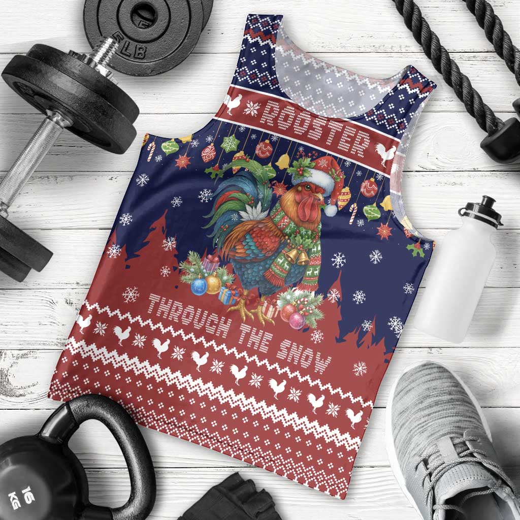 Rooster Through The Snow Christmas Men Tank Top Xmas Holiday Patterns - Wonder Print Shop