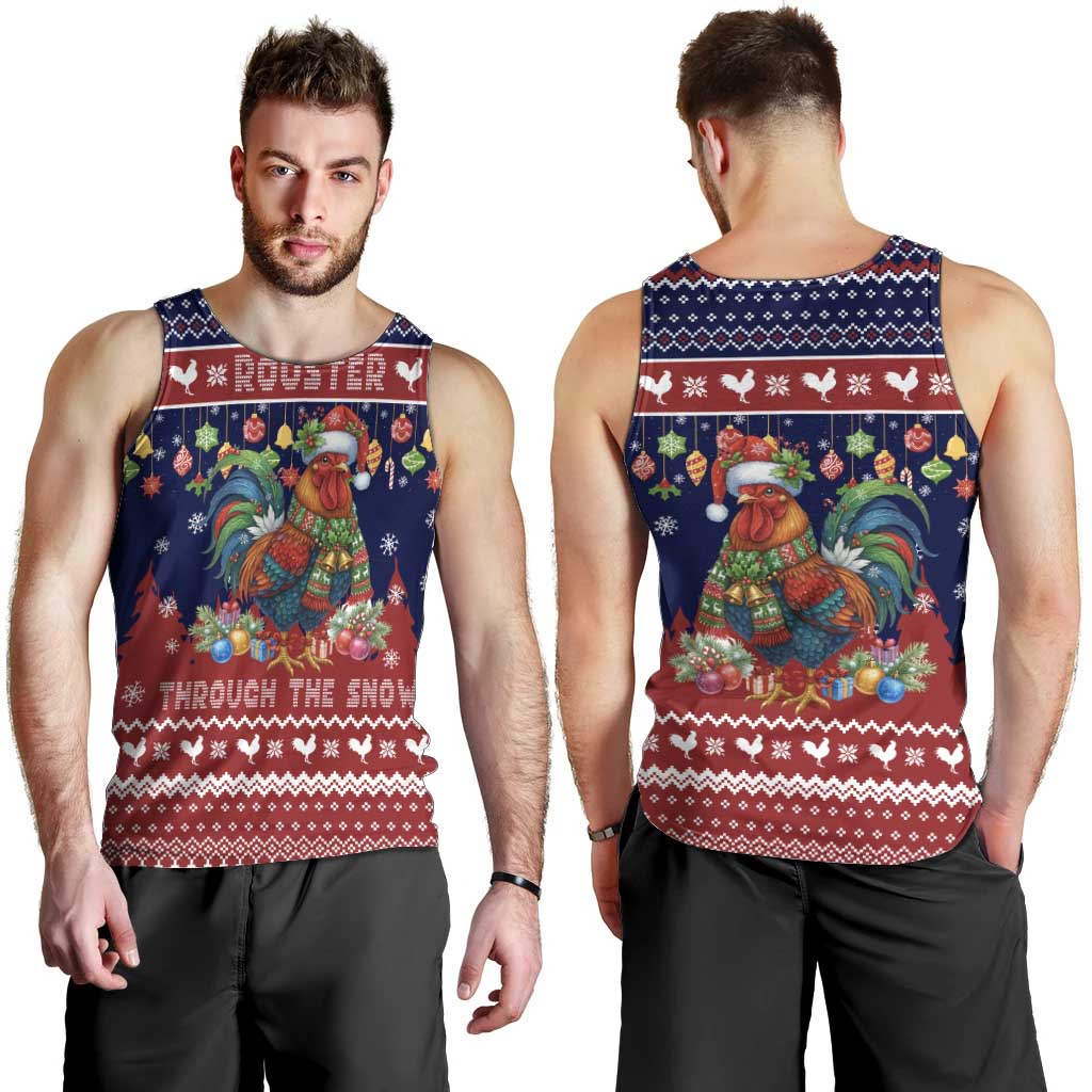 Rooster Through The Snow Christmas Men Tank Top Xmas Holiday Patterns - Wonder Print Shop
