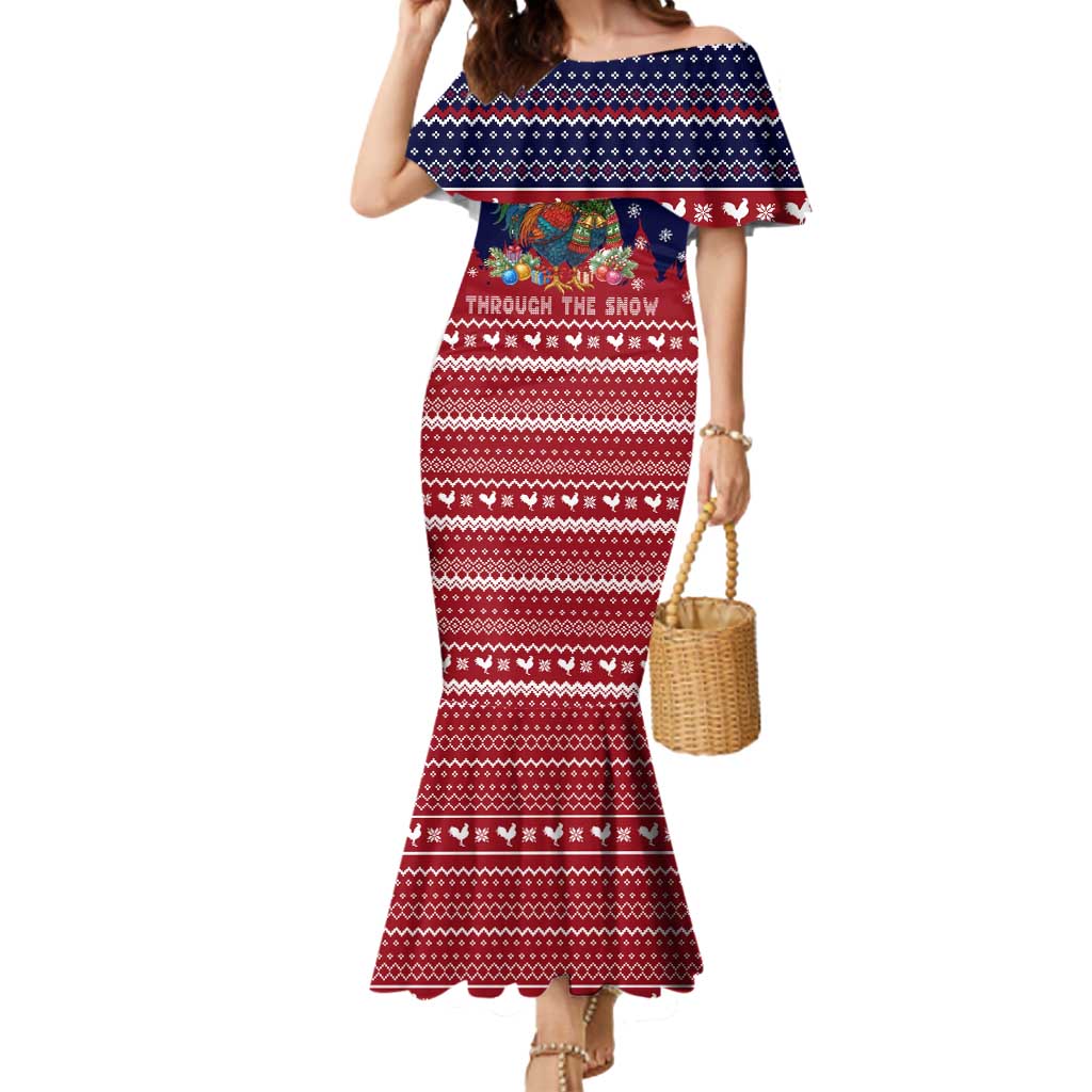 Rooster Through The Snow Christmas Mermaid Dress Xmas Holiday Patterns - Wonder Print Shop