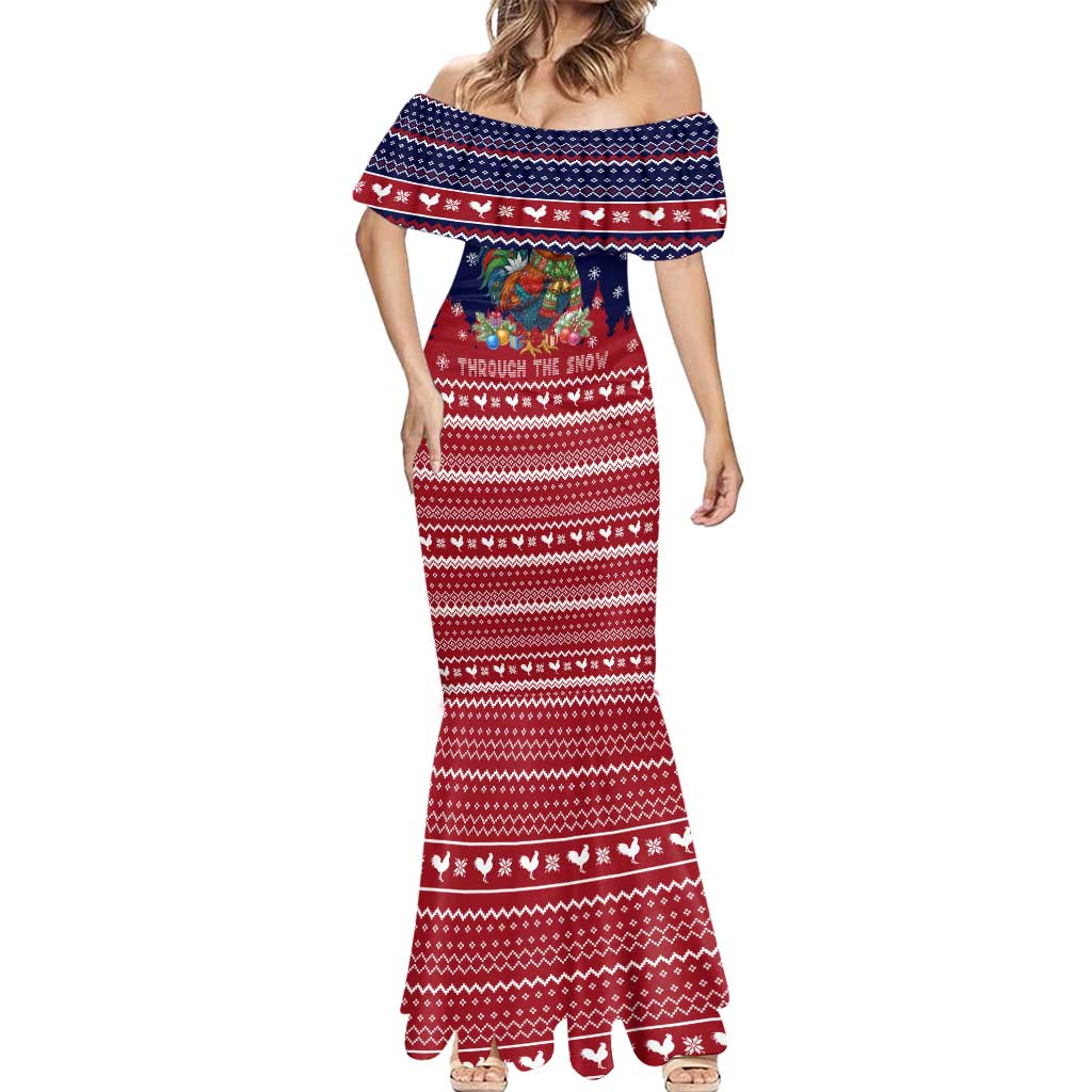 Rooster Through The Snow Christmas Mermaid Dress Xmas Holiday Patterns - Wonder Print Shop