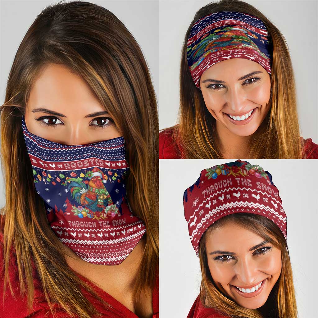 Rooster Through The Snow Christmas Neck Gaiter Xmas Holiday Patterns - Wonder Print Shop