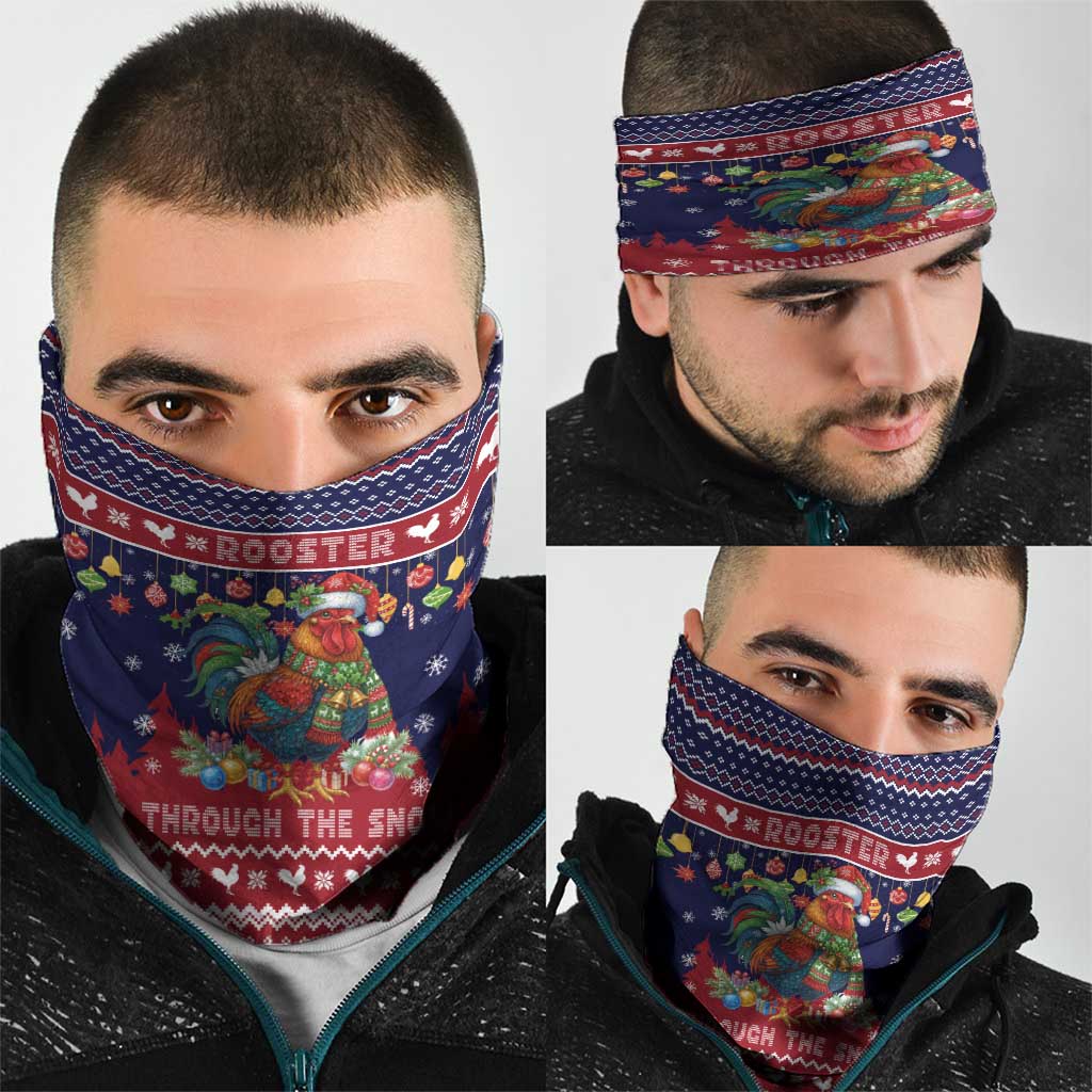 Rooster Through The Snow Christmas Neck Gaiter Xmas Holiday Patterns - Wonder Print Shop