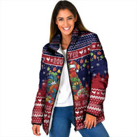 Rooster Through The Snow Christmas Padded Jacket Xmas Holiday Patterns - Wonder Print Shop