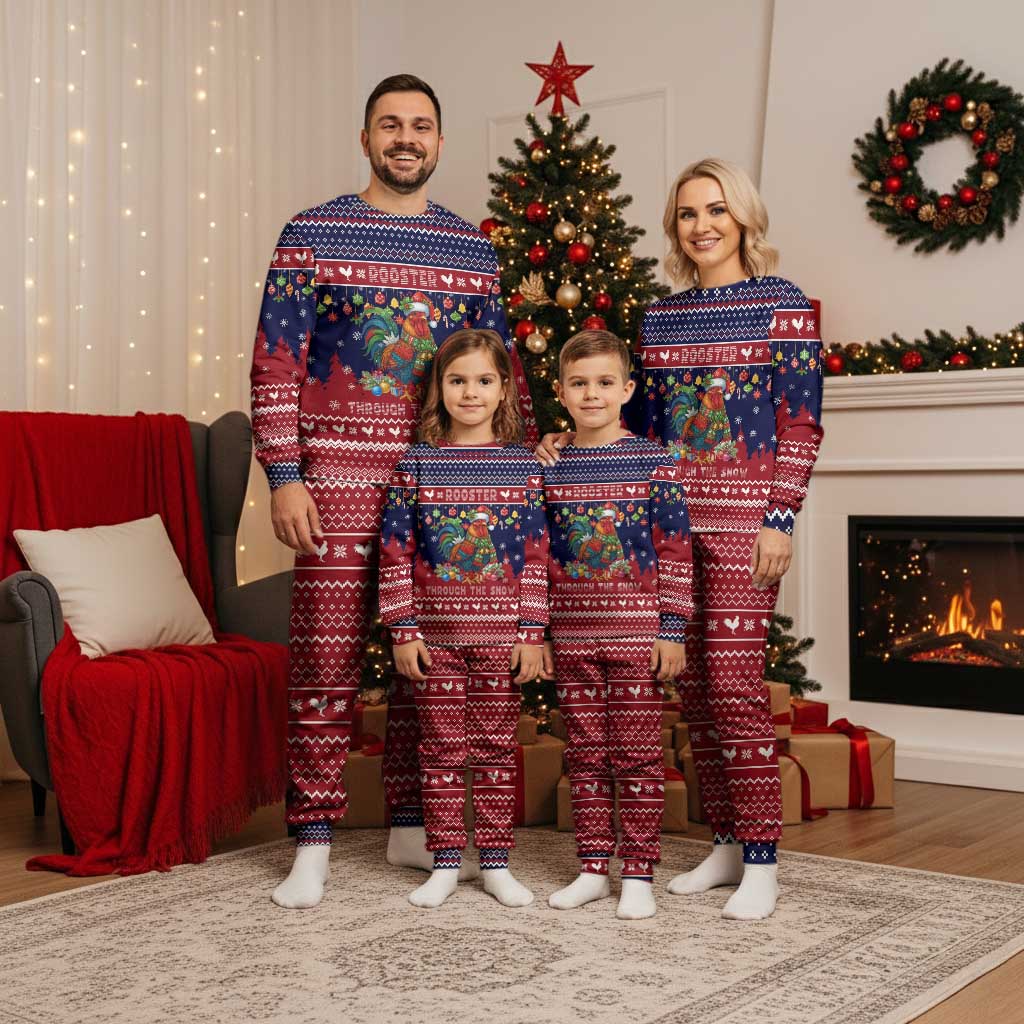 Rooster Through The Snow Christmas Pajama Set Xmas Holiday Patterns - Wonder Print Shop