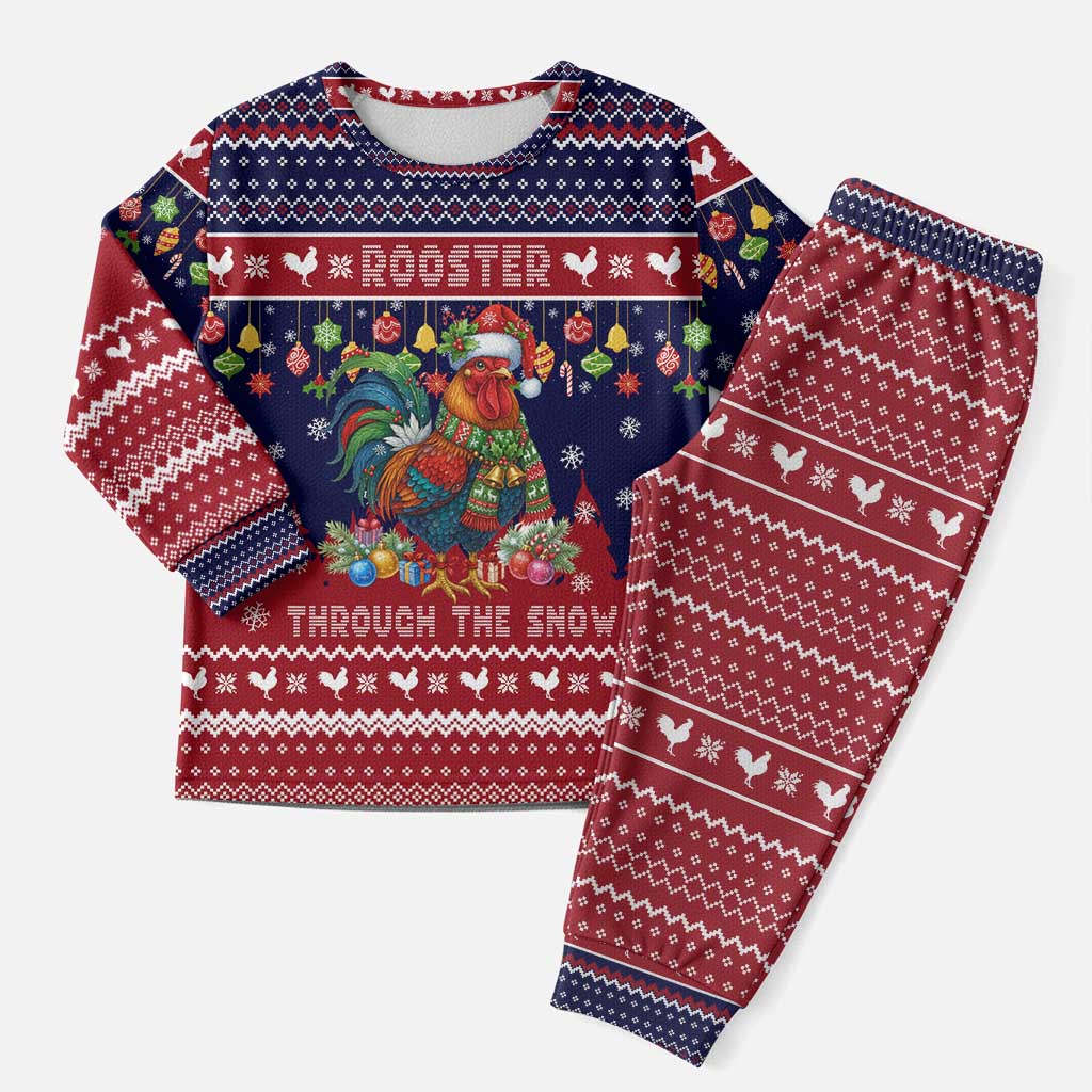 Rooster Through The Snow Christmas Pajama Set Xmas Holiday Patterns - Wonder Print Shop