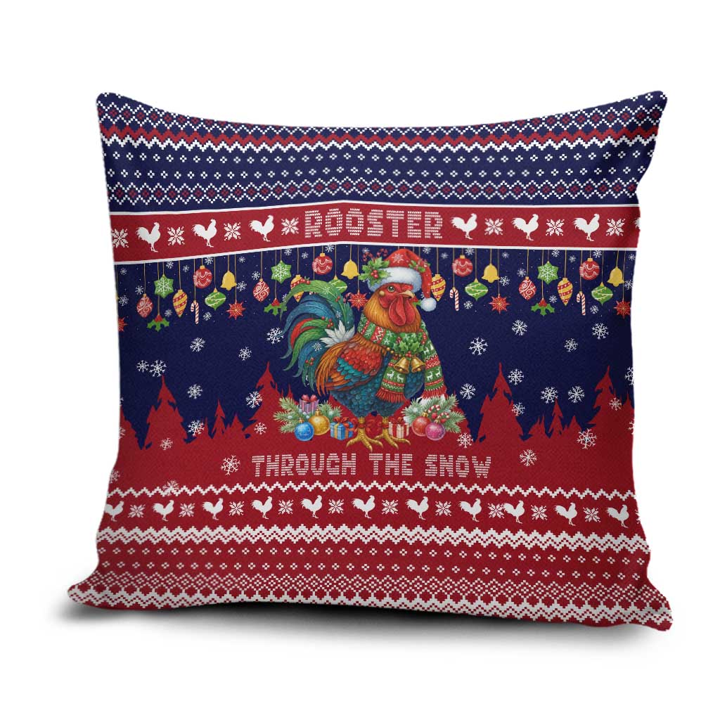 Rooster Through The Snow Christmas Pillow Cover Xmas Holiday Patterns - Wonder Print Shop