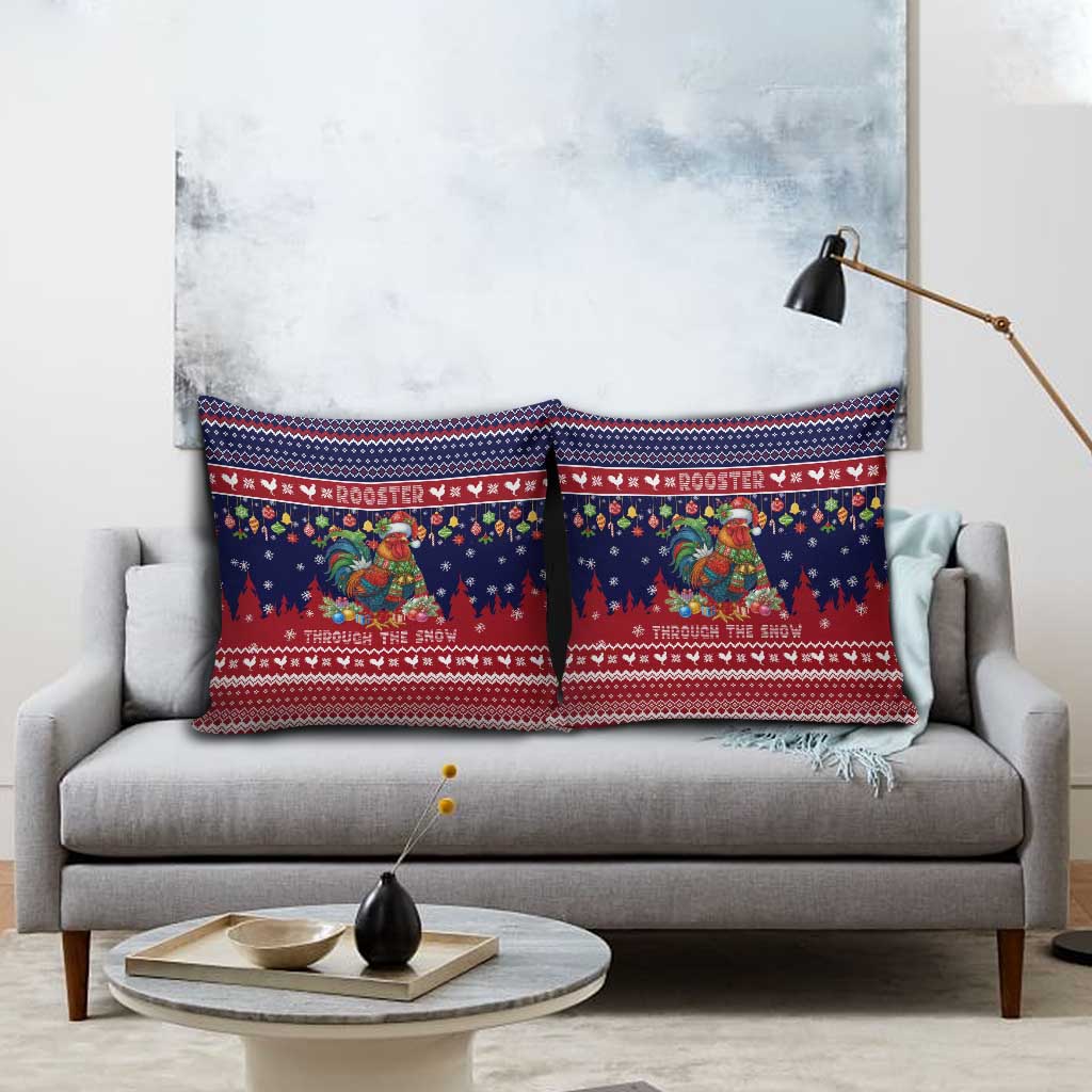 Rooster Through The Snow Christmas Pillow Cover Xmas Holiday Patterns - Wonder Print Shop