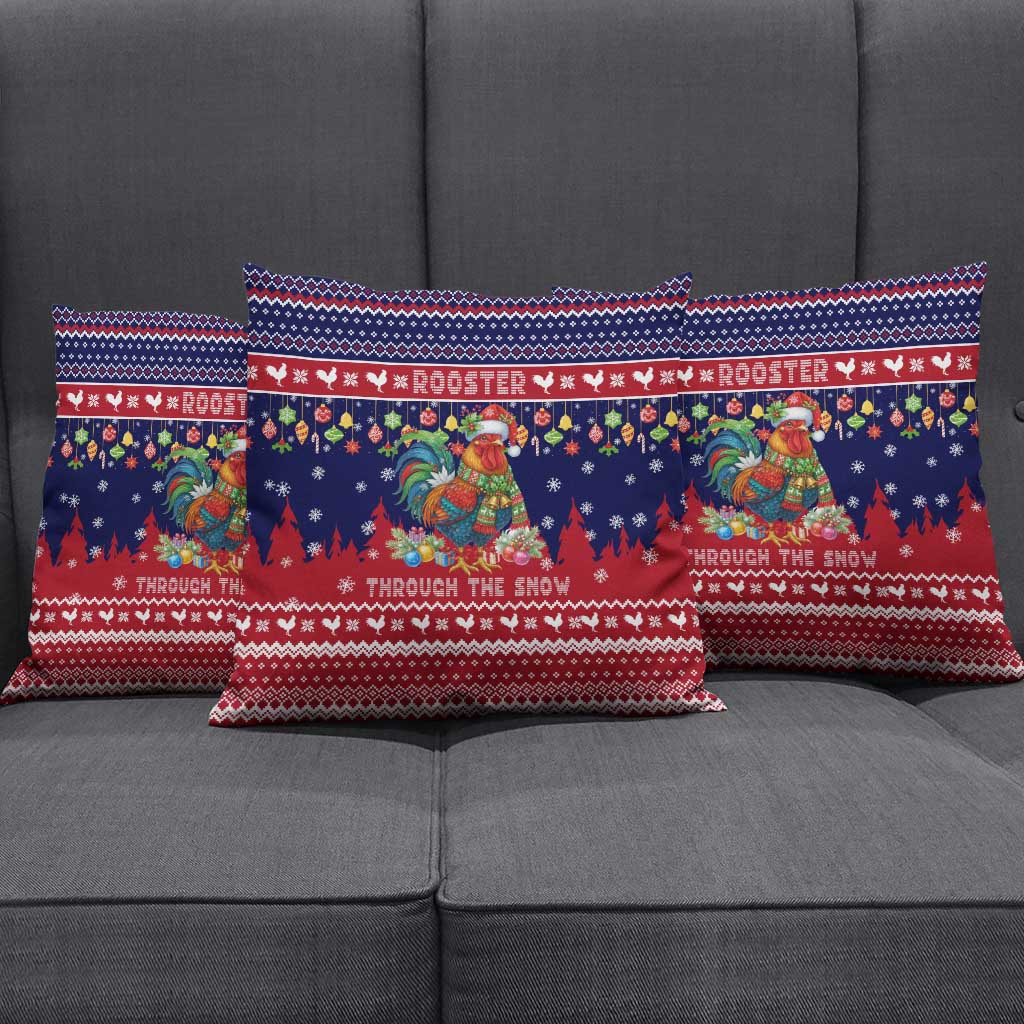 Rooster Through The Snow Christmas Pillow Cover Xmas Holiday Patterns - Wonder Print Shop